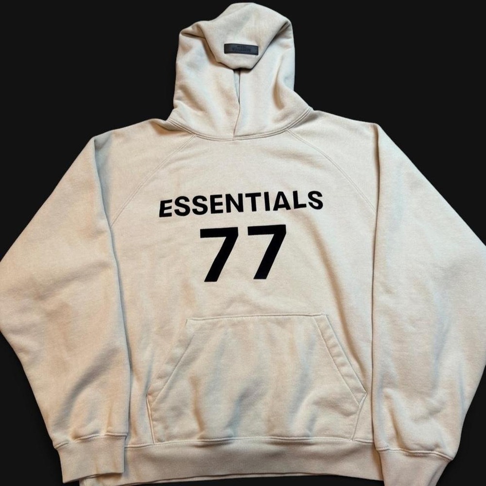 Essentials fear of god 77 streetwear tan hoodie sweatshirt size small